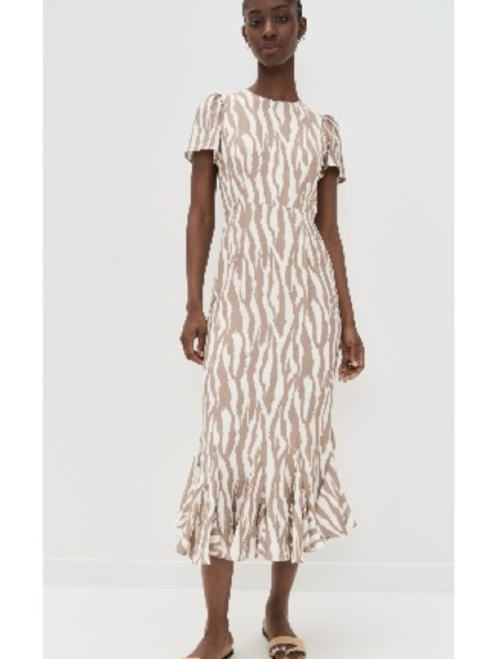 LE BOP mocha wild zebra print Etta midi dress